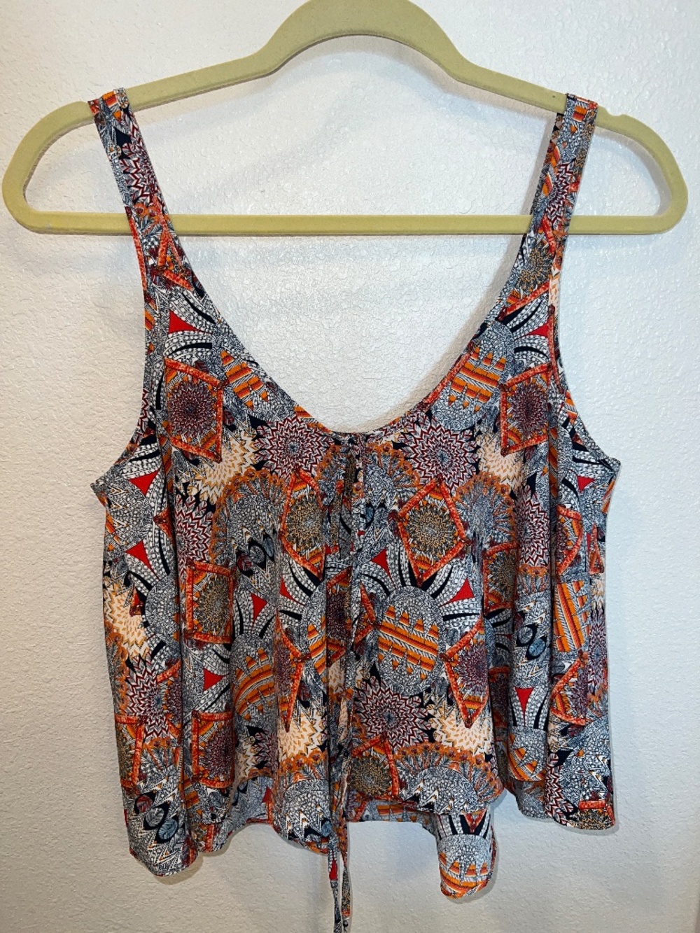 Zara Boho Vintage Boho Print Tank Top – Retro Y2K Festival Style (Size S)